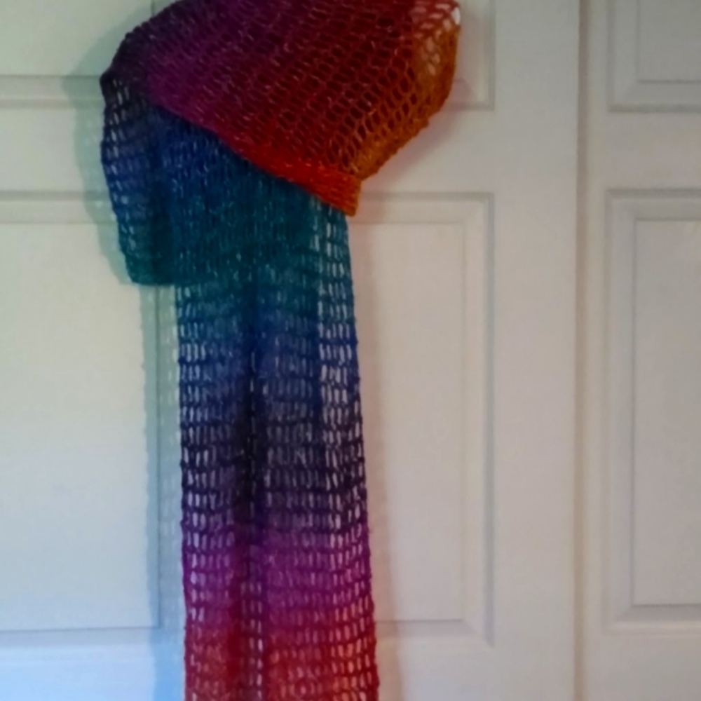 Crochet rainbow scarf